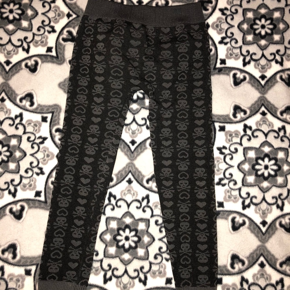 Girls fleece lined skull leggings
